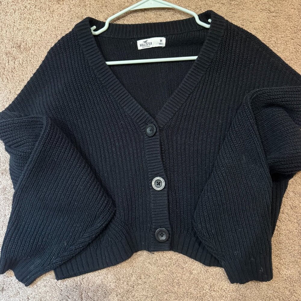 Black Hollister Button Down Sweater Size Large